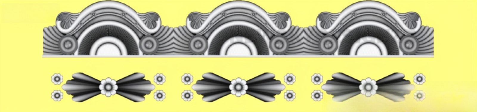 Mix - MIX-53 Elegant Decorative Border and Floral Accent CNC Relief Design